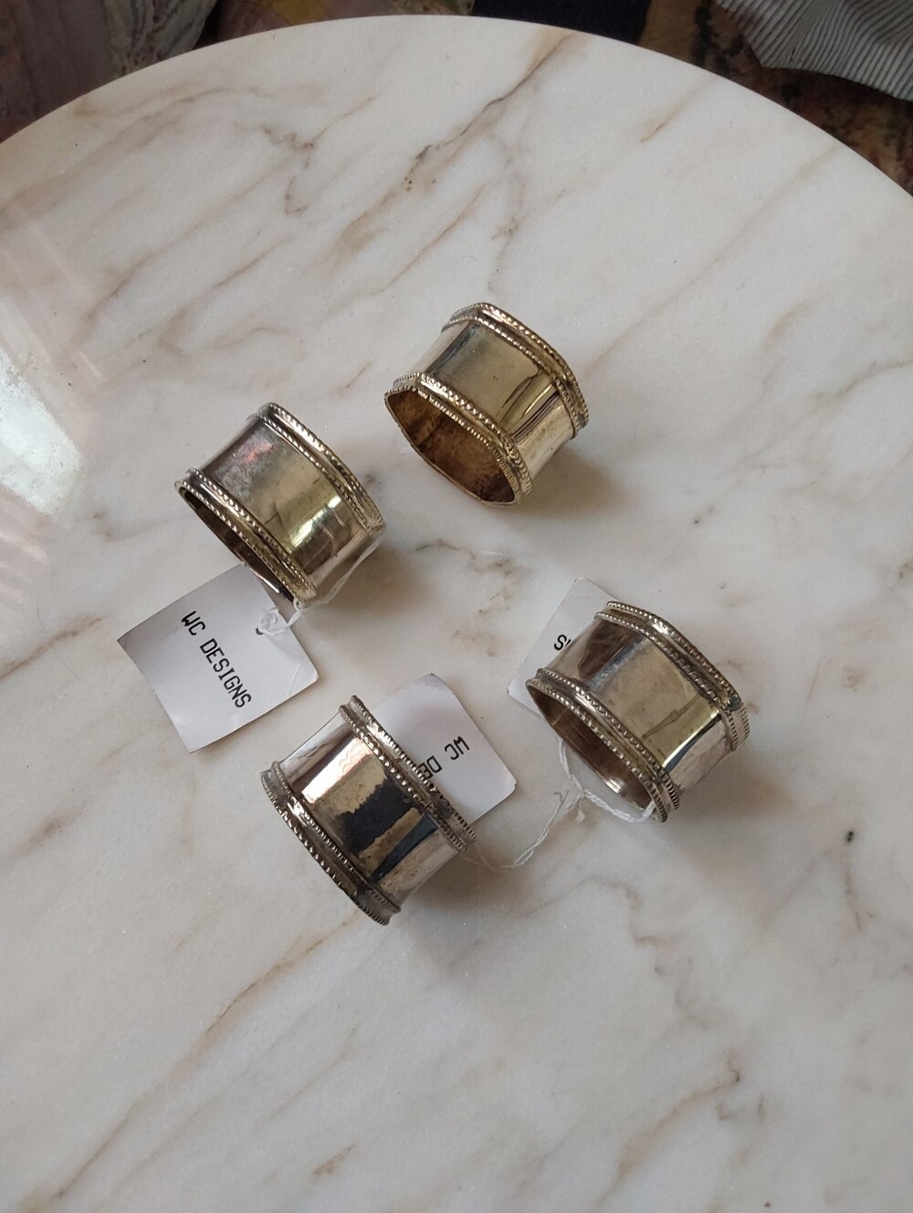 Vintage 1997 Silverplate Napkin Rings, Set Of 4 Made In India